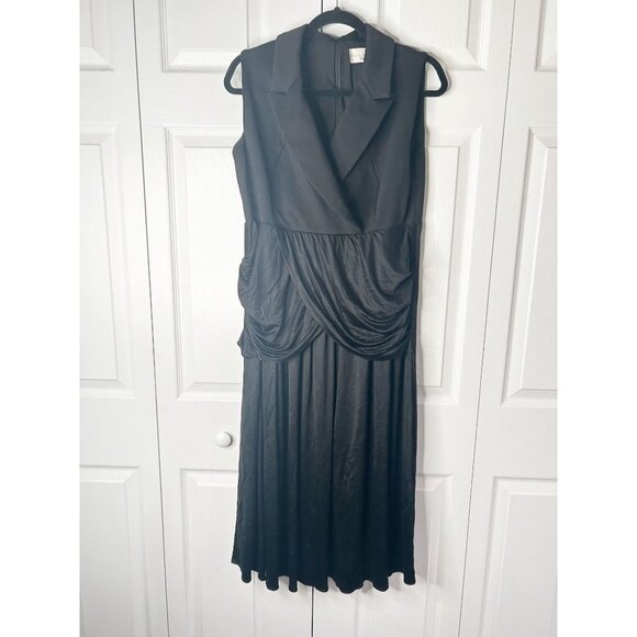 Emilia George Meghan Black V-Neck Collared Maternity Dress Women's Size Large L - Picture 4 of 11